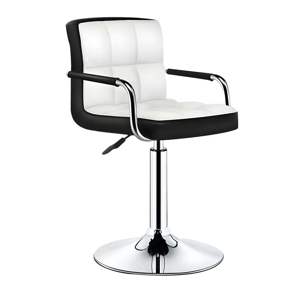 Black-White Square Steel Adjustable Bar Stool — Black Outer & White Inner / 4 Piece Set