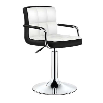 Black-White Square Steel Adjustable Bar Stool — Black Outer & White Inner / 4 Piece Set