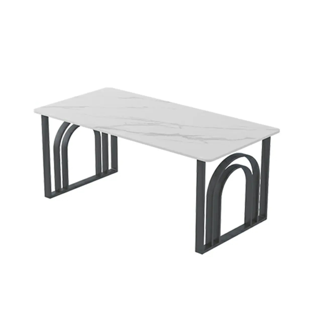 Black and White Stone Sled Computer Desk — Without Chairs / Black-Black