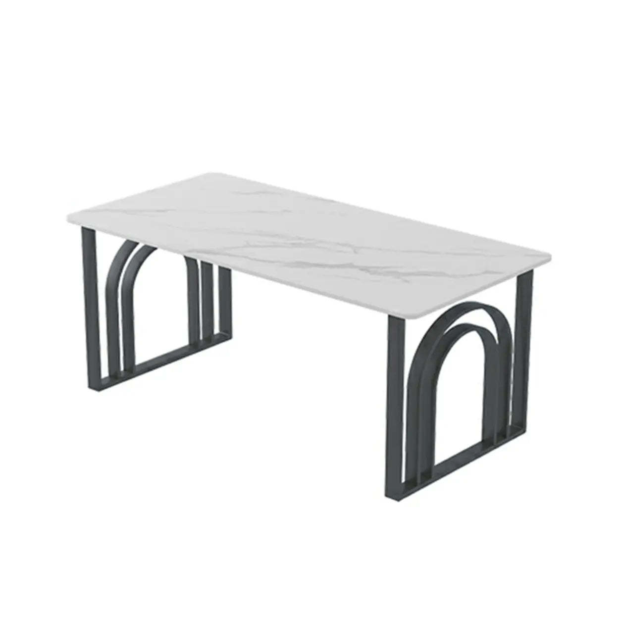 Black and White Stone Sled Computer Desk — Without Chairs / Black-Black