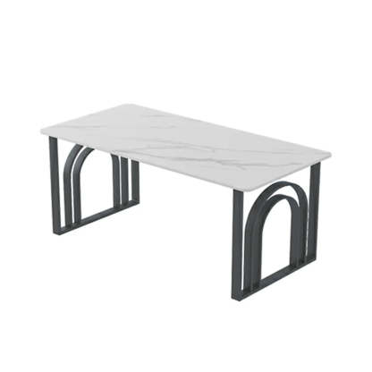 Black and White Stone Sled Computer Desk — Without Chairs / Black-Black