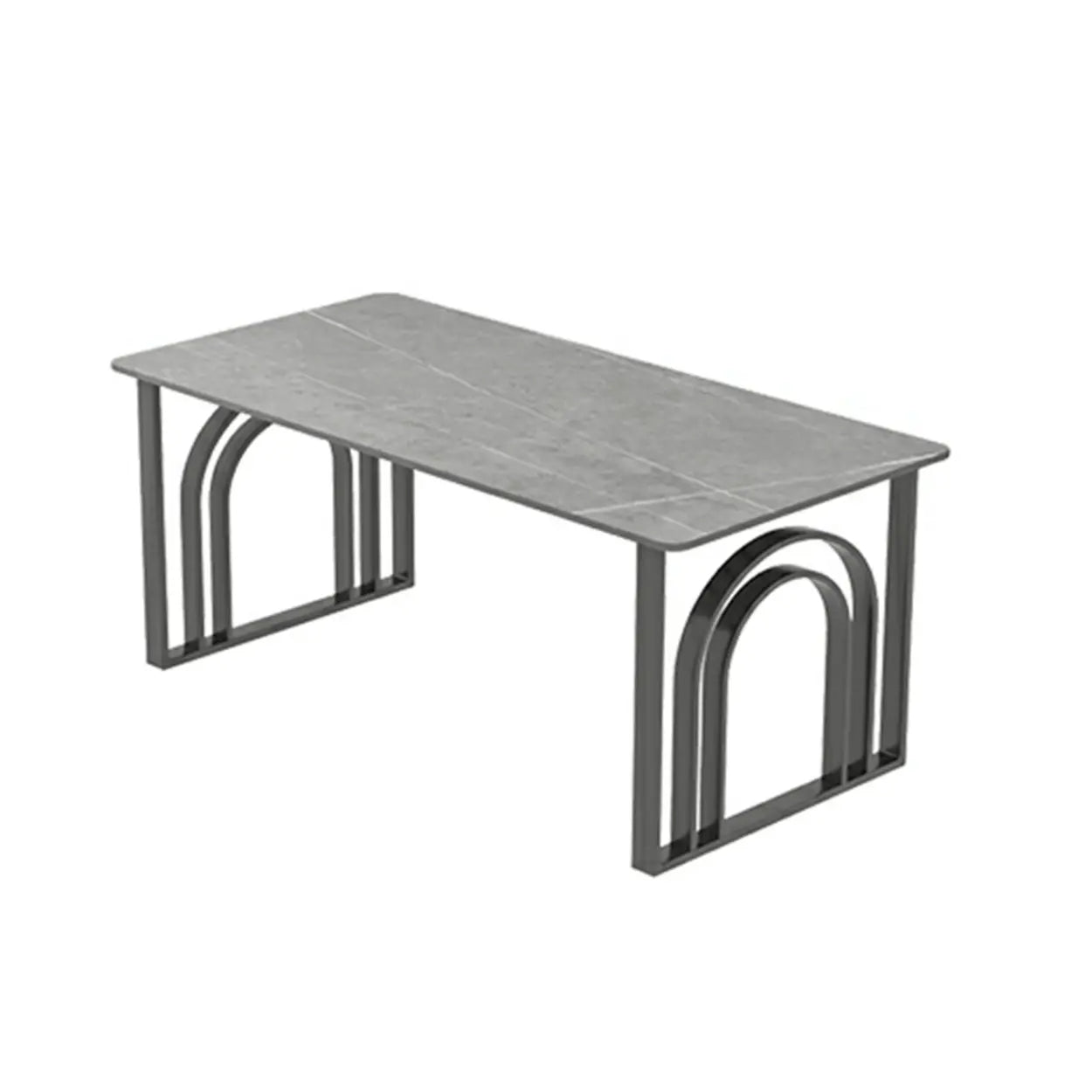 Black and White Stone Sled Computer Desk — Without Chairs / Black-White