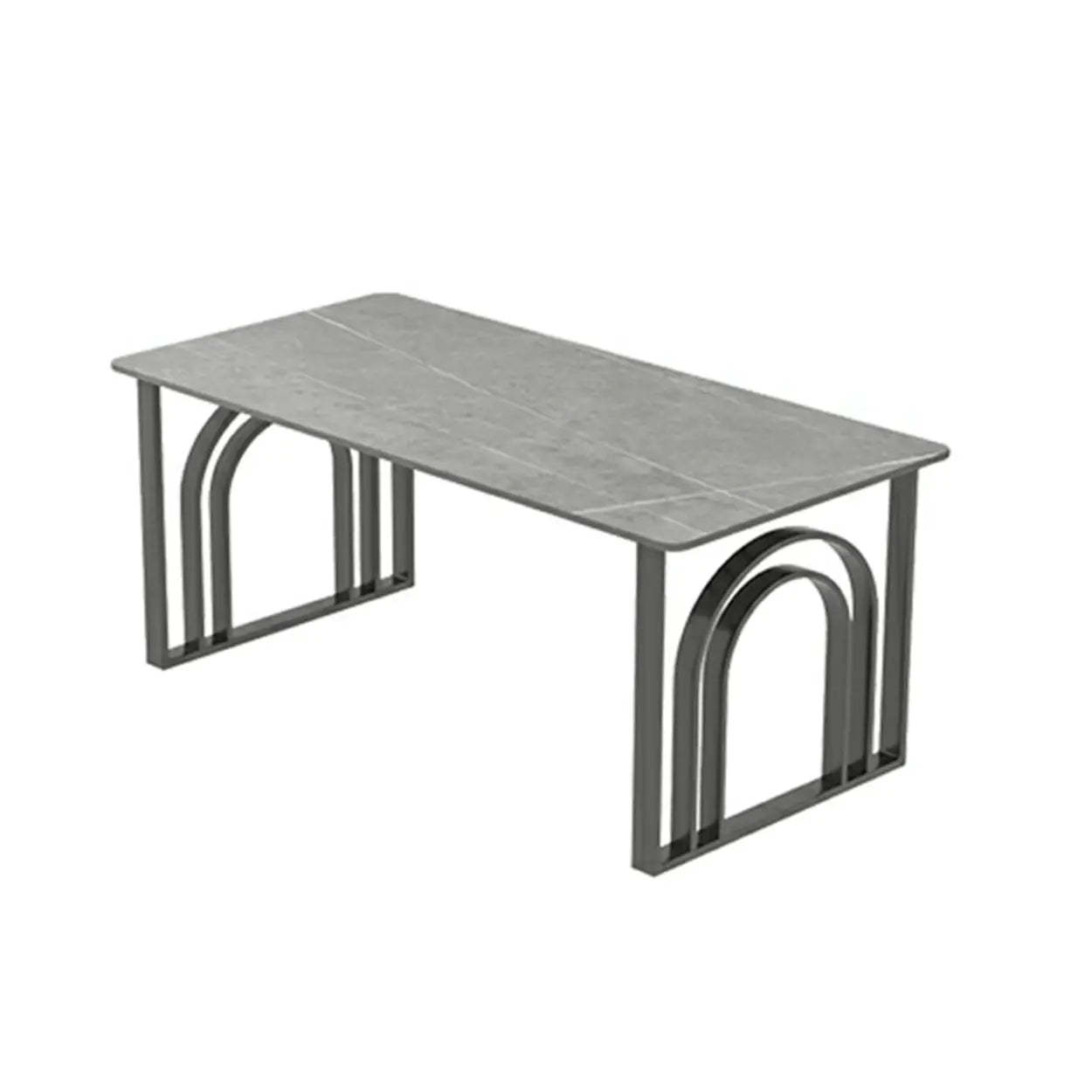 Black and White Stone Sled Computer Desk — Without Chairs / Black-White