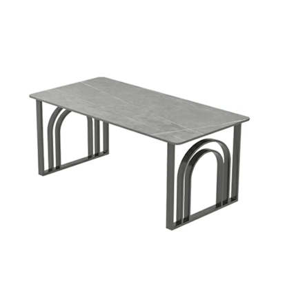 Black and White Stone Sled Computer Desk — Without Chairs / Black-White