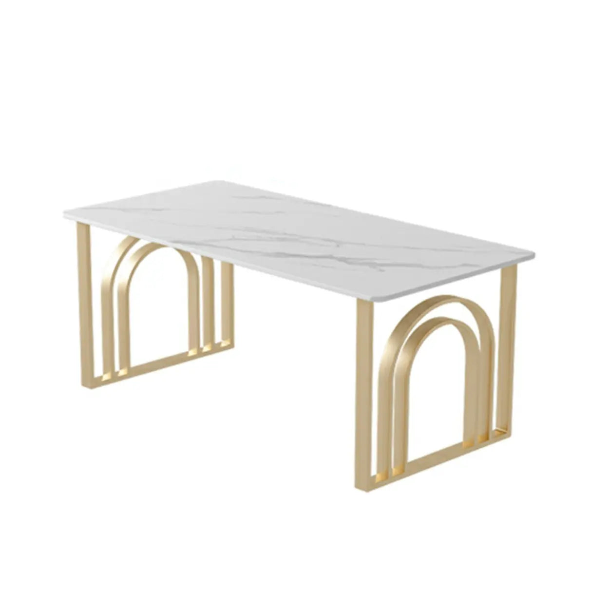 Black and White Stone Sled Computer Desk — Without Chairs / White-White