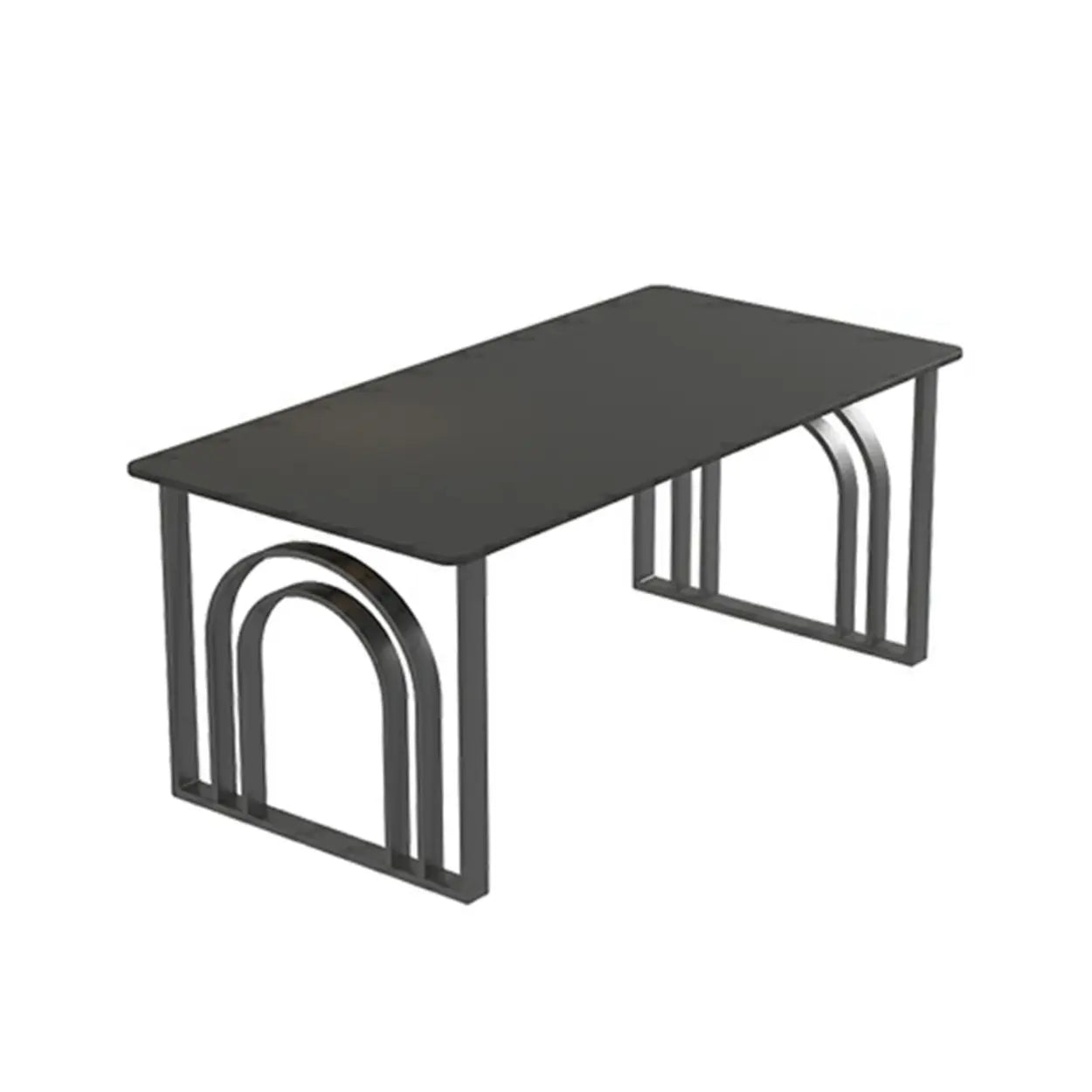 Black and White Stone Sled Computer Desk — Without Chairs / Black-Black