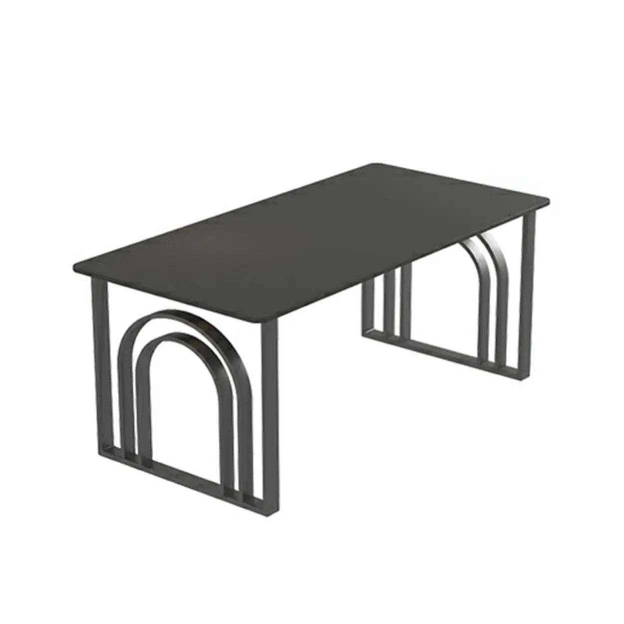 Black and White Stone Sled Computer Desk — Without Chairs / Black-Black