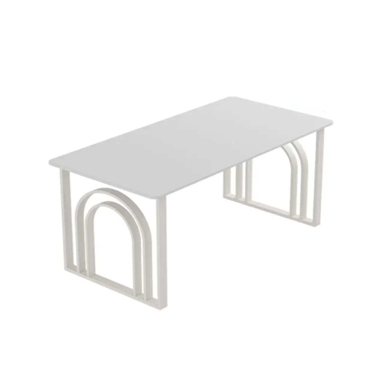Black and White Stone Sled Computer Desk — Without Chairs / Gold-White