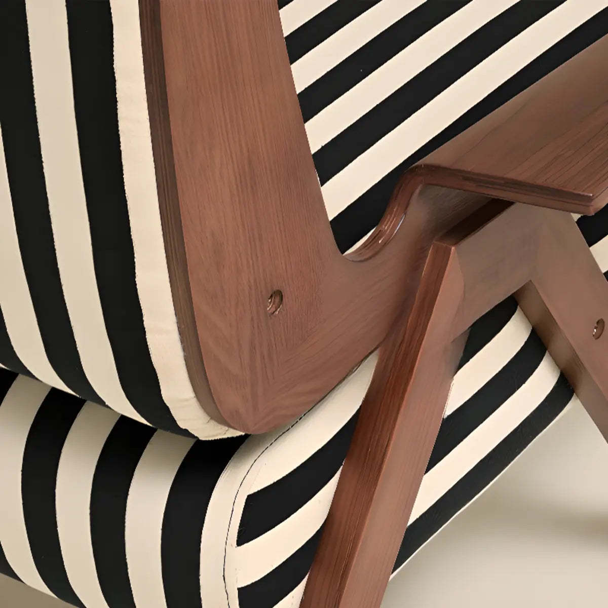 Black-White Striped Fixed-Back Arm Chair