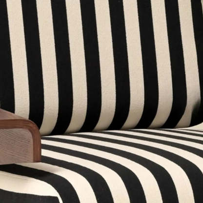 Black-White Striped Fixed-Back Arm Chair