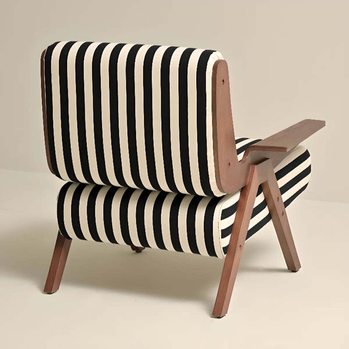 Black-White Striped Fixed-Back Arm Chair