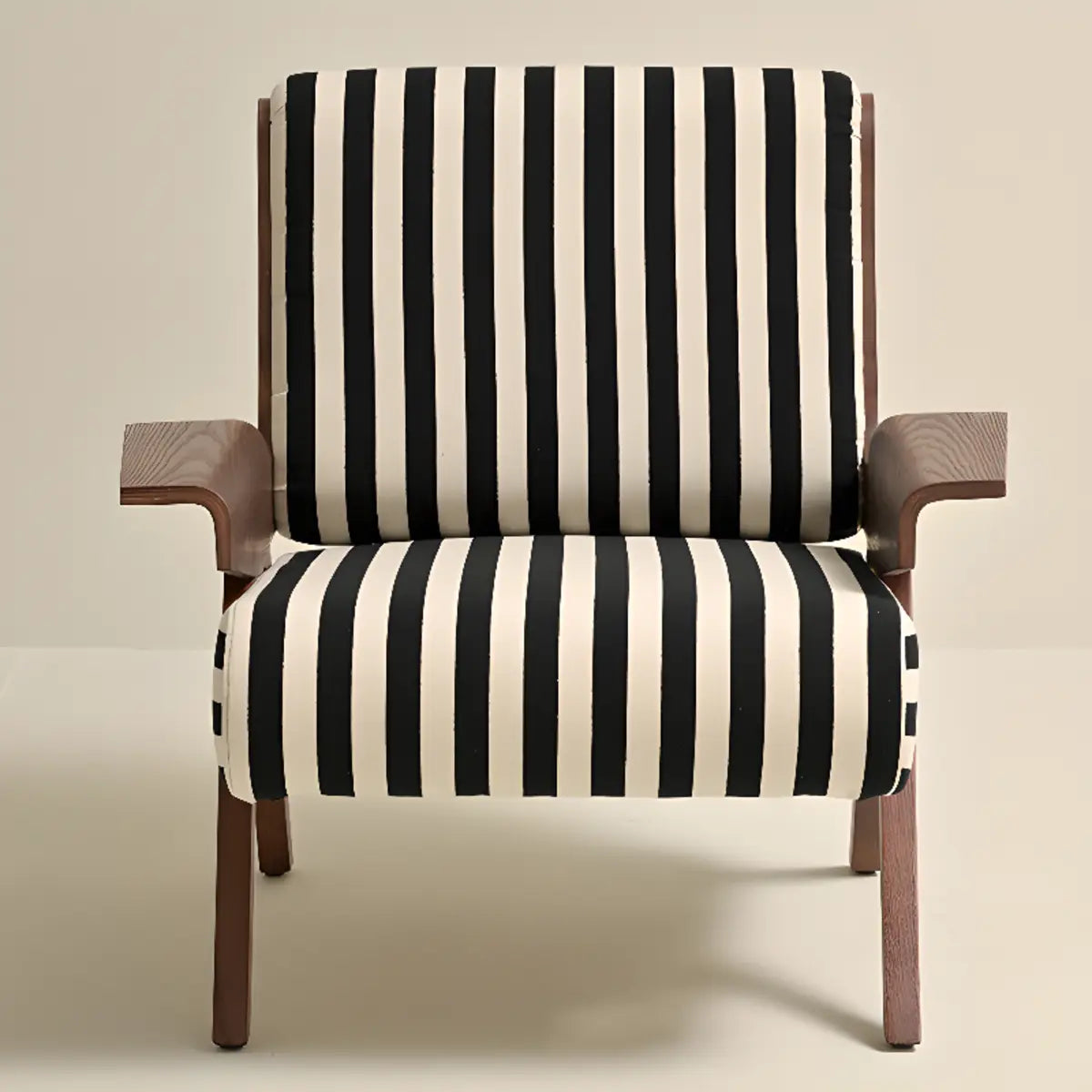Black-White Striped Fixed-Back Arm Chair