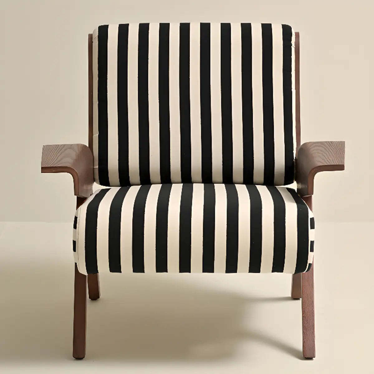 Black-White Striped Fixed-Back Arm Chair
