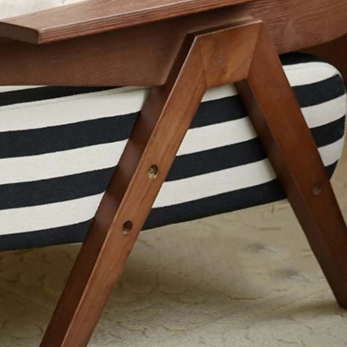 Black-White Striped Fixed-Back Arm Chair