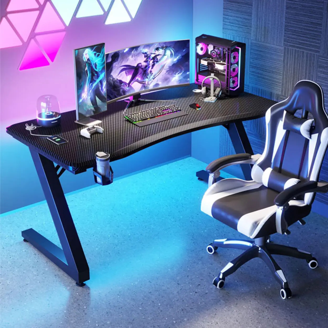Black Wood Sled Standard Gaming Desk — Black / Table Only