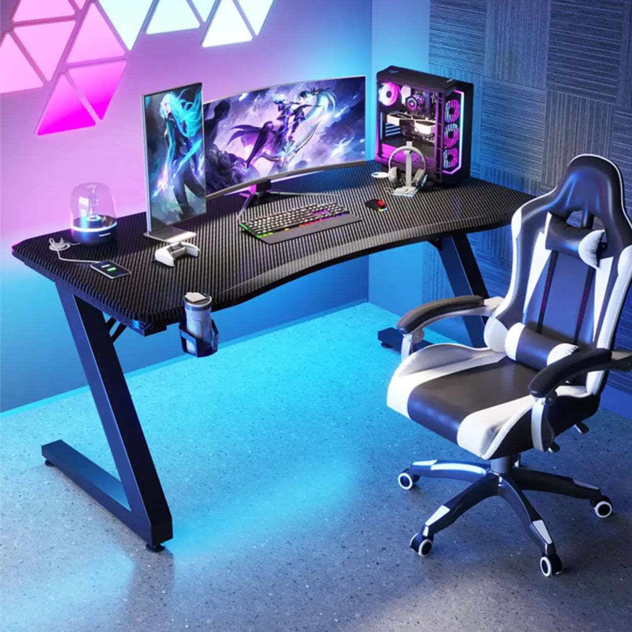 Black Wood Sled Standard Gaming Desk — Black / Table Only