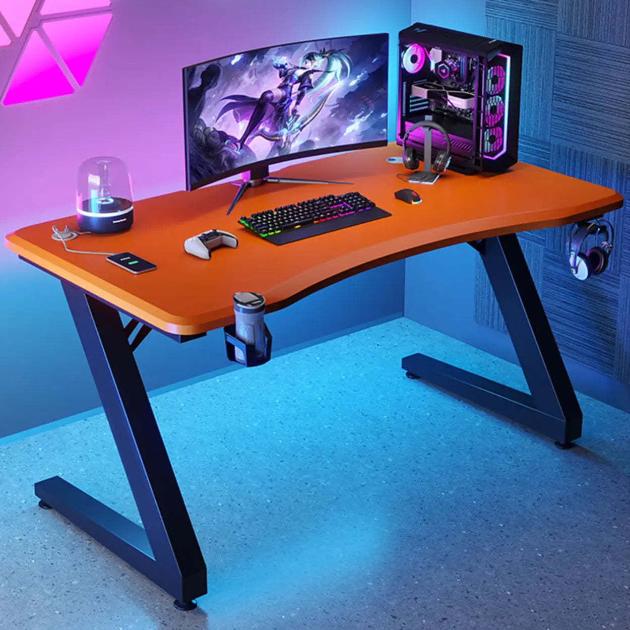 Black Wood Sled Standard Gaming Desk