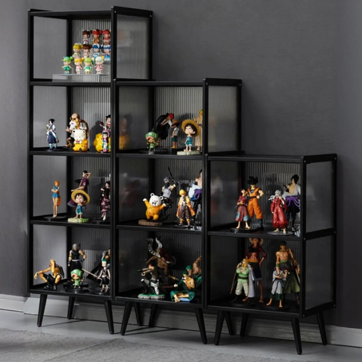 Black Wood Freestanding Curio Display Cabinet