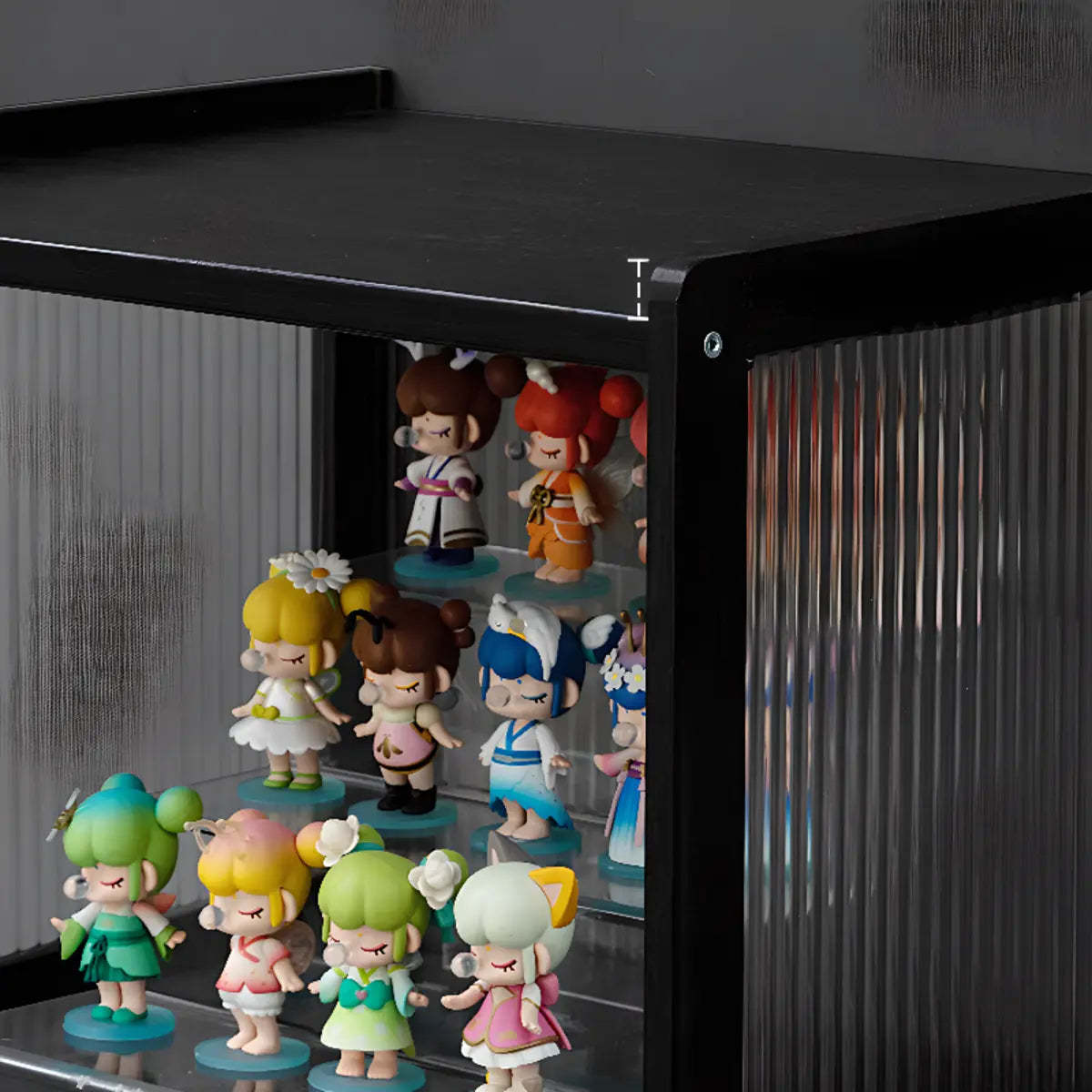 Black Wood Freestanding Curio Display Cabinet