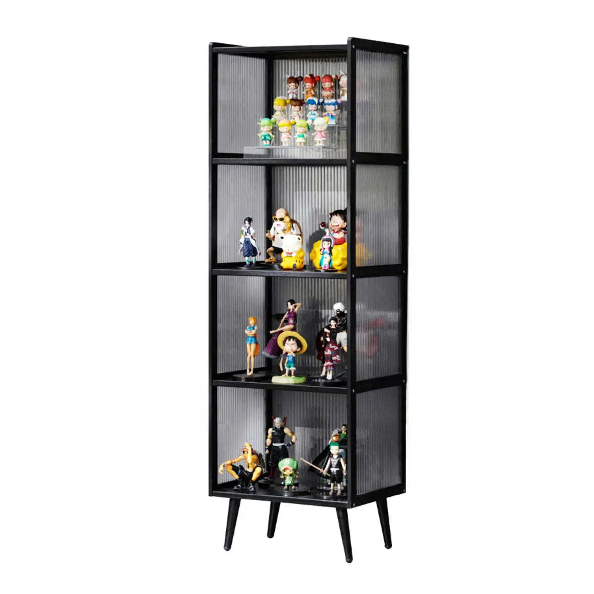 Black Wood Freestanding Curio Display Cabinet