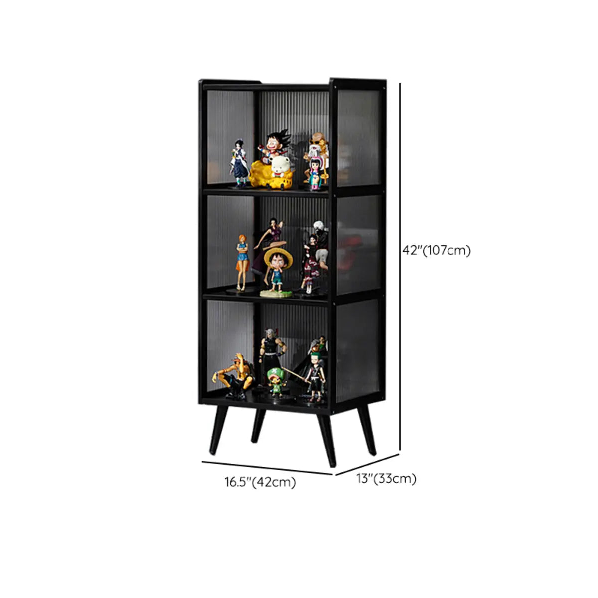 Black Wood Freestanding Curio Display Cabinet