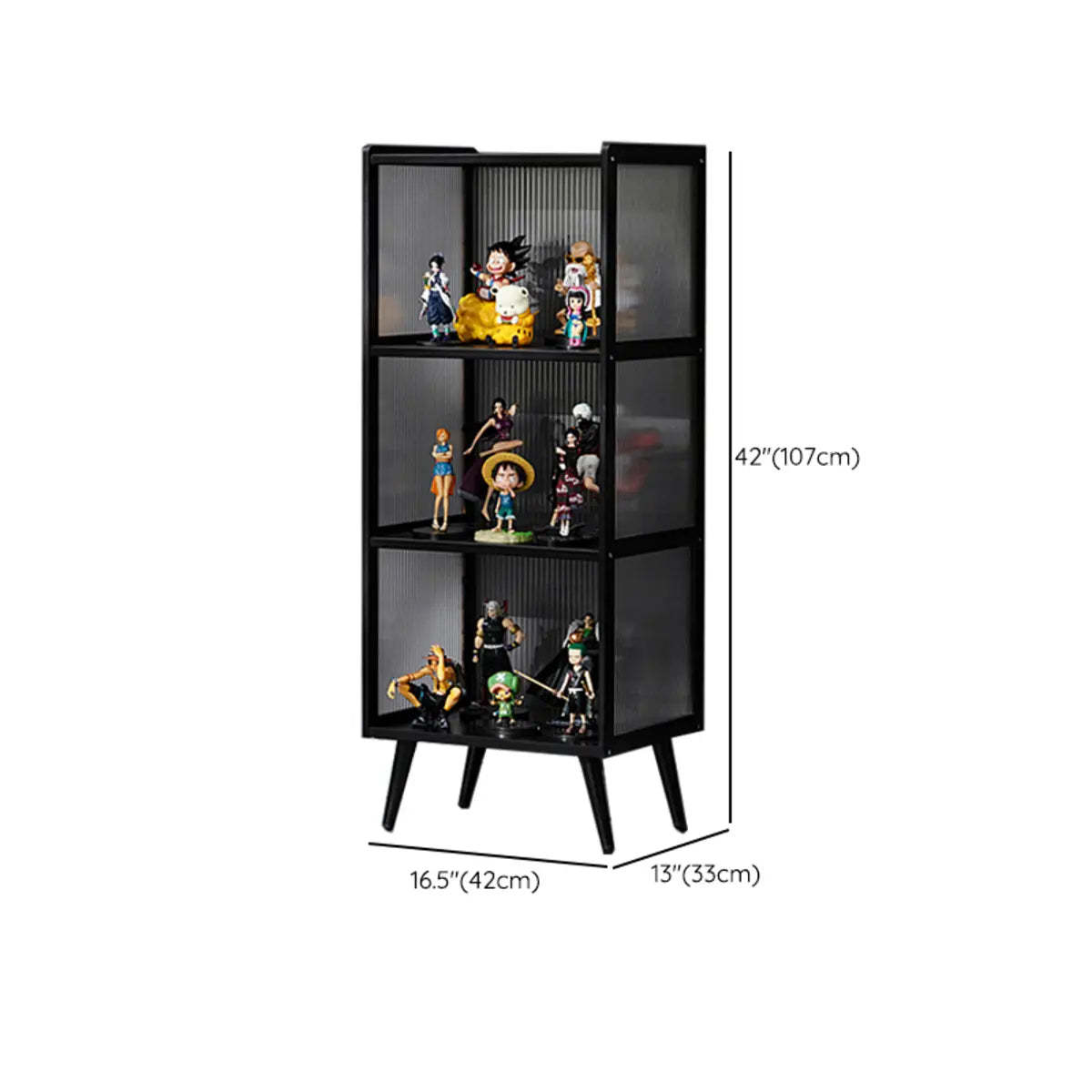 Black Wood Freestanding Curio Display Cabinet