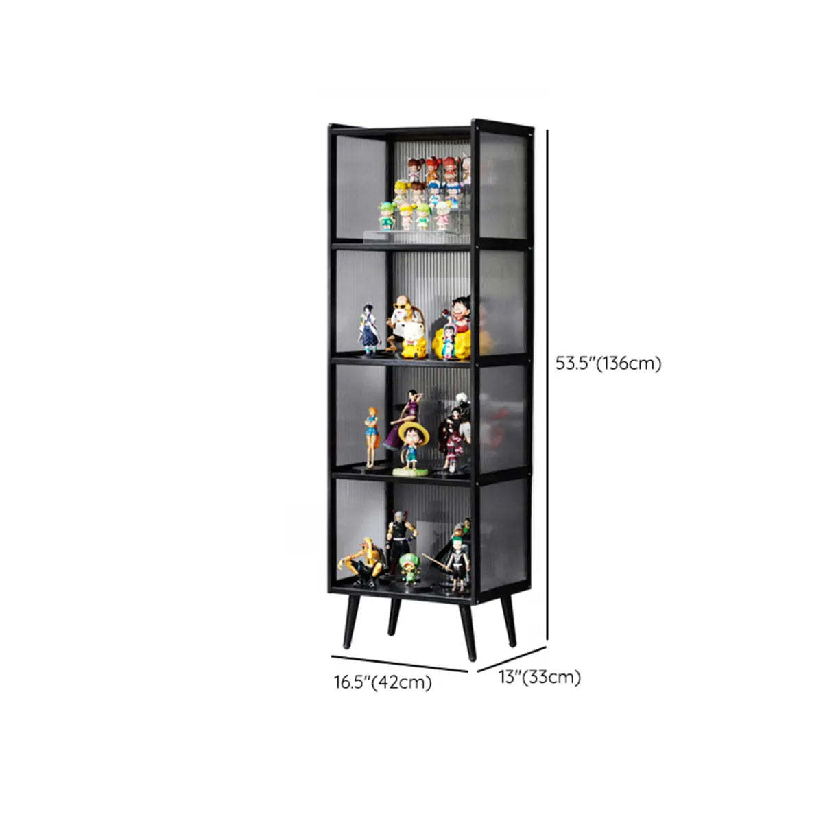 Black Wood Freestanding Curio Display Cabinet