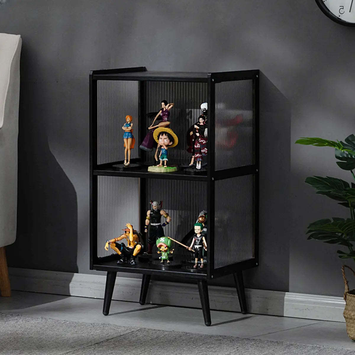 Black Wood Freestanding Curio Display Cabinet