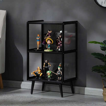 Black Wood Freestanding Curio Display Cabinet