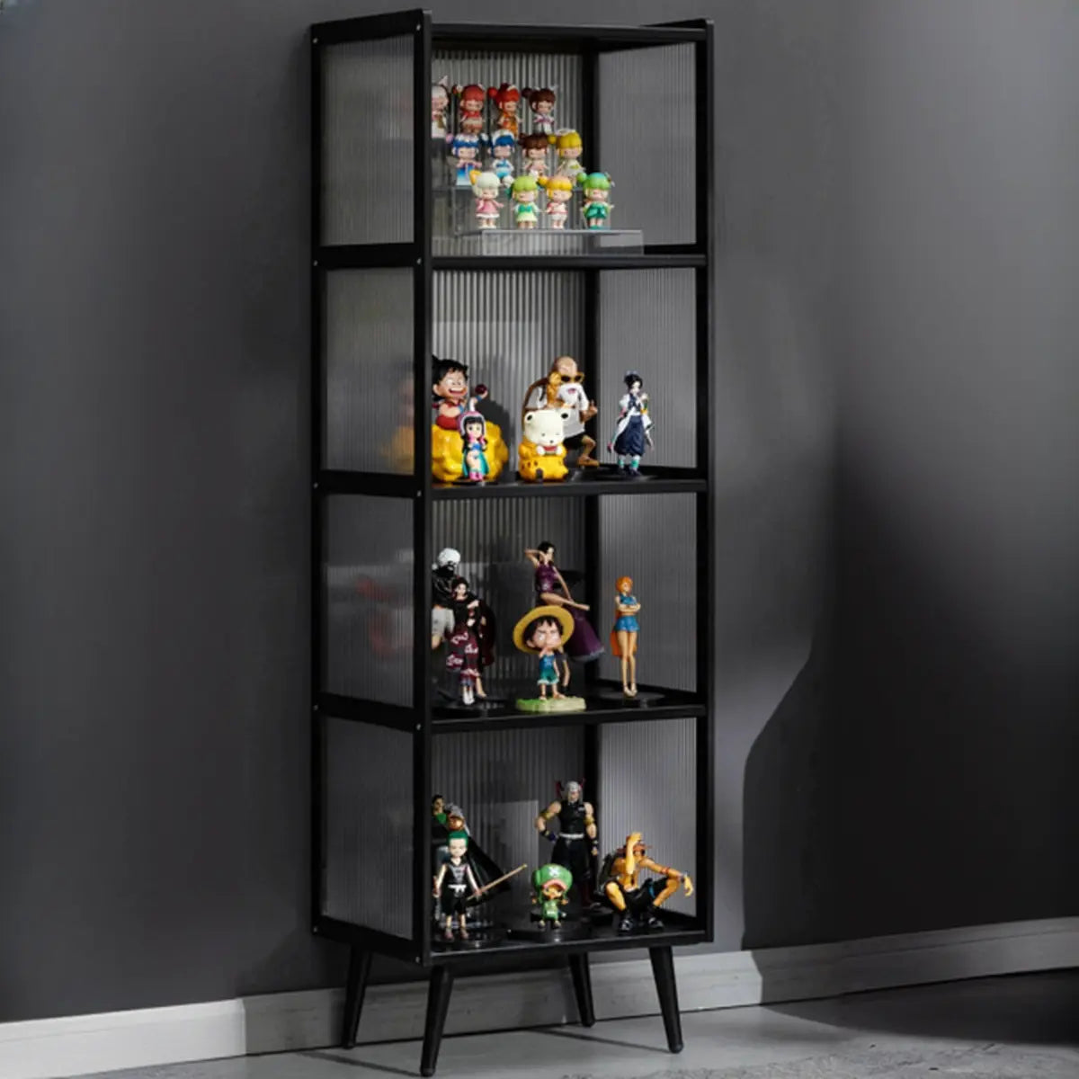Black Wood Freestanding Curio Display Cabinet