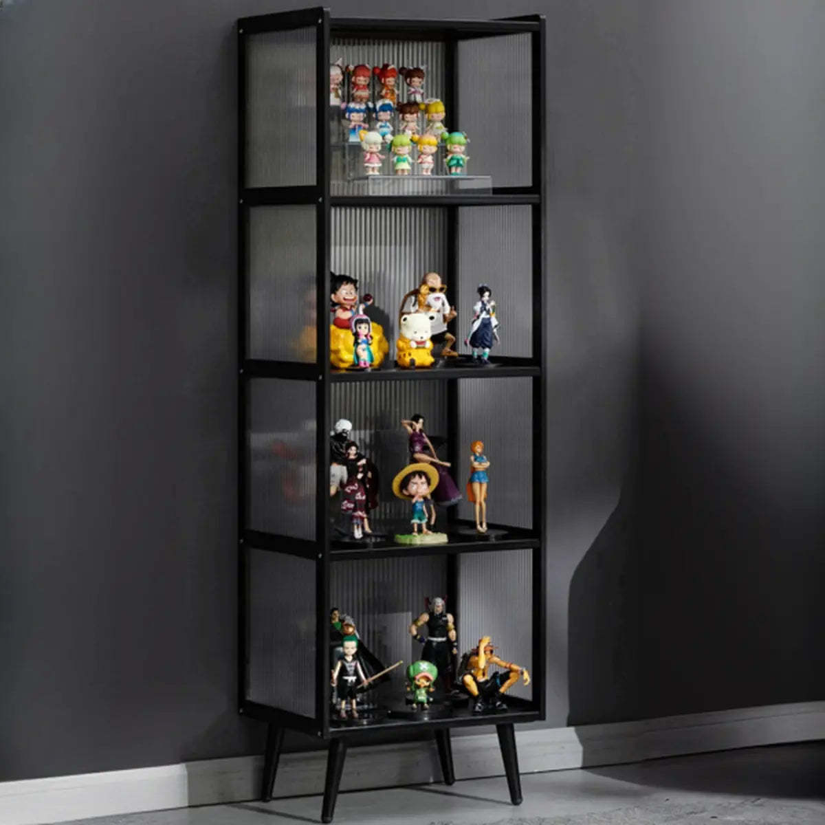 Black Wood Freestanding Curio Display Cabinet