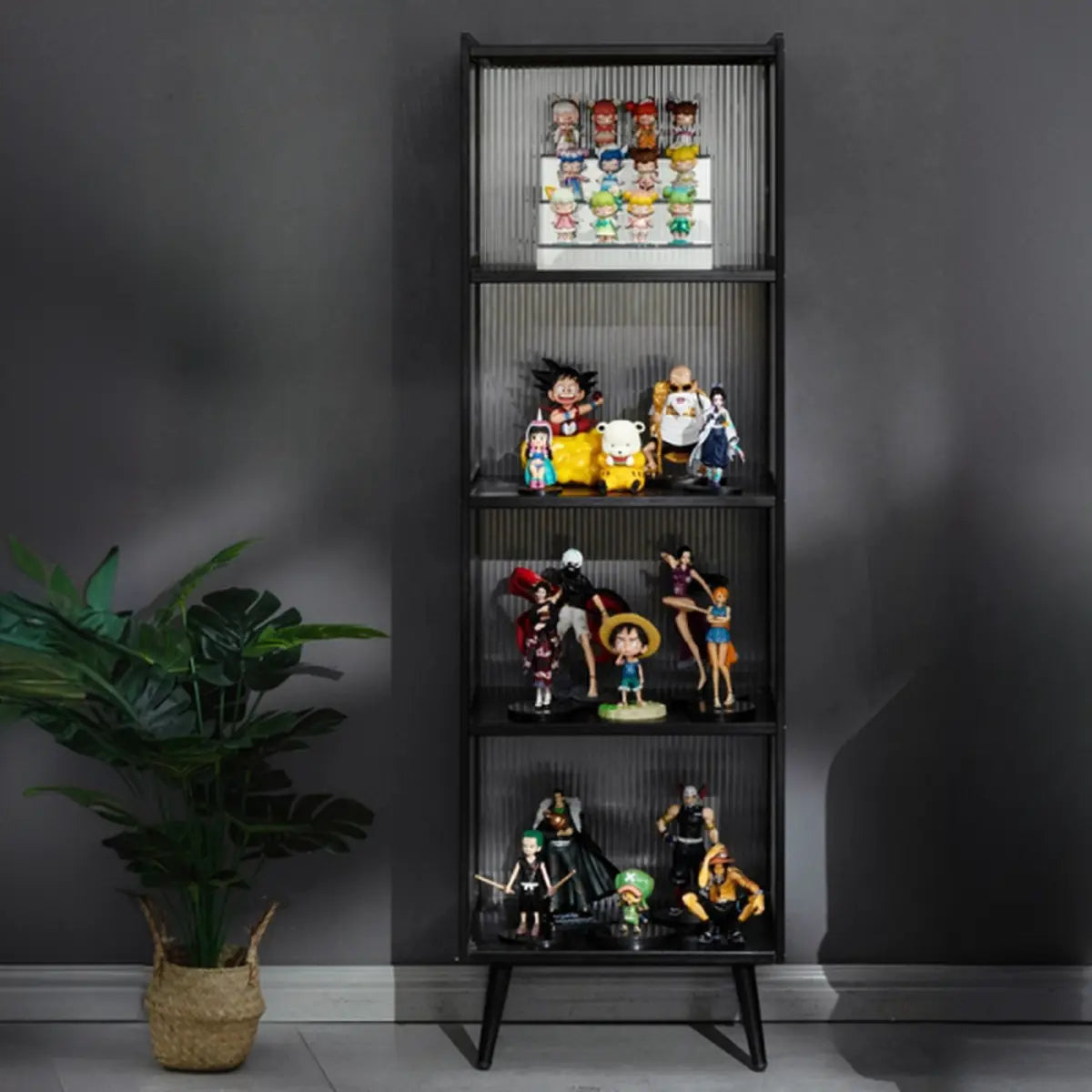 Black Wood Freestanding Curio Display Cabinet