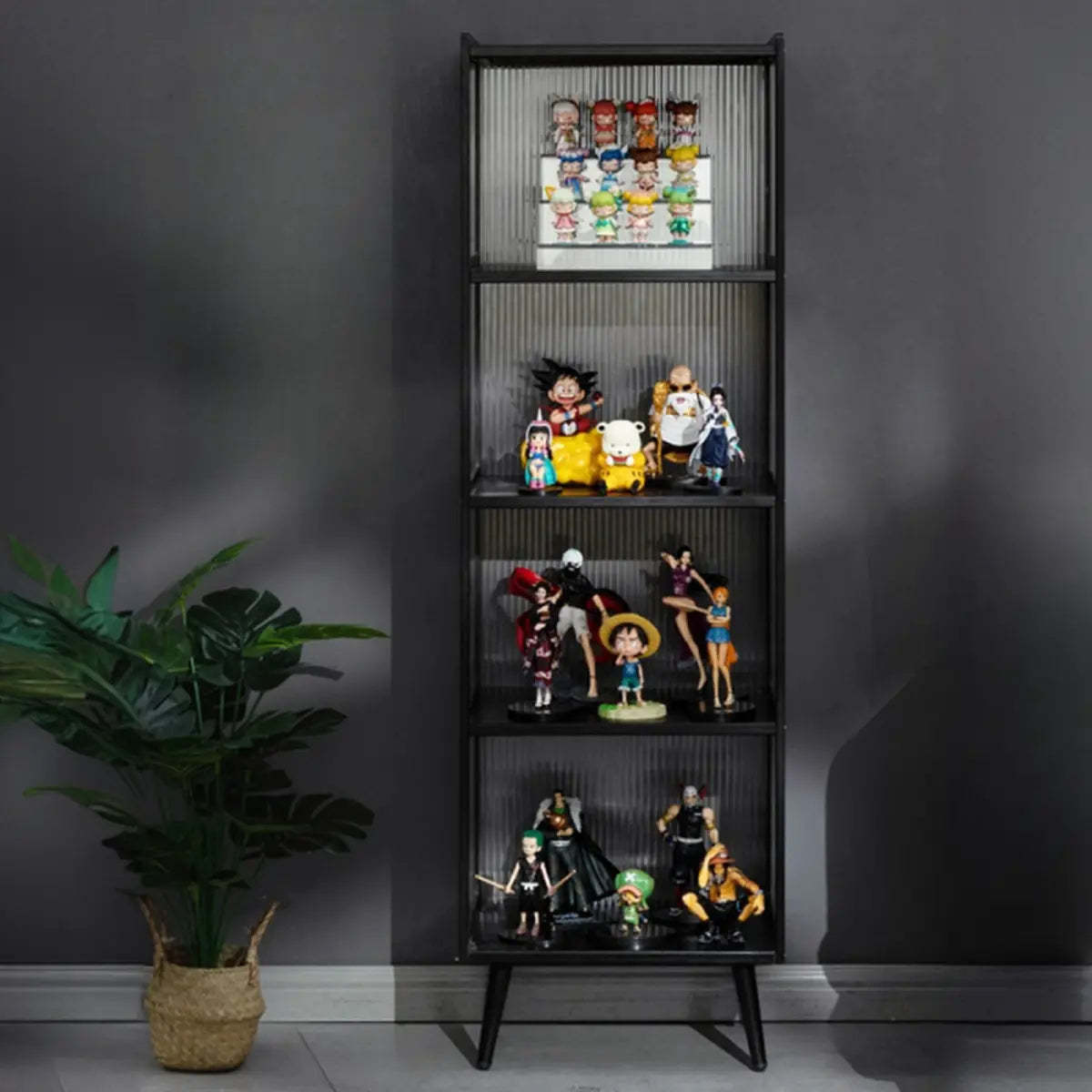 Black Wood Freestanding Curio Display Cabinet