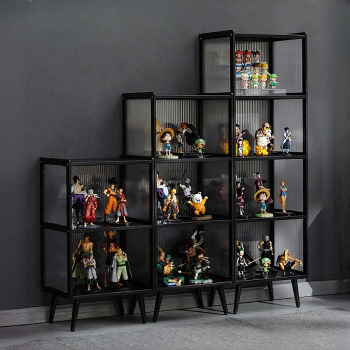 Black Wood Freestanding Curio Display Cabinet