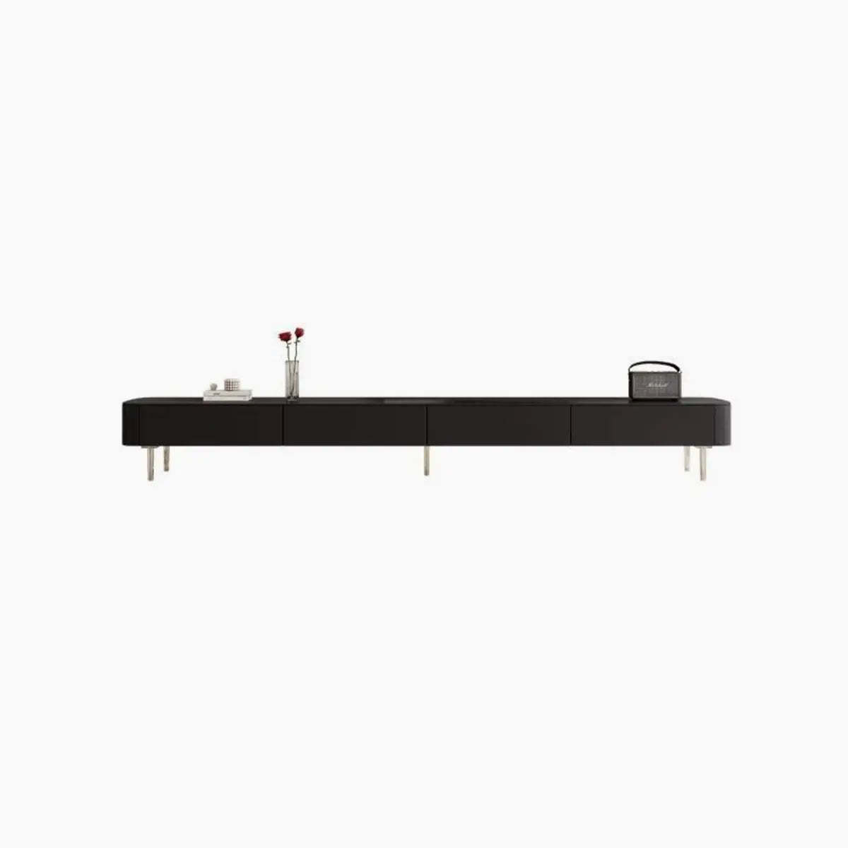 Black Wood TV Stand with Cable Management — Black