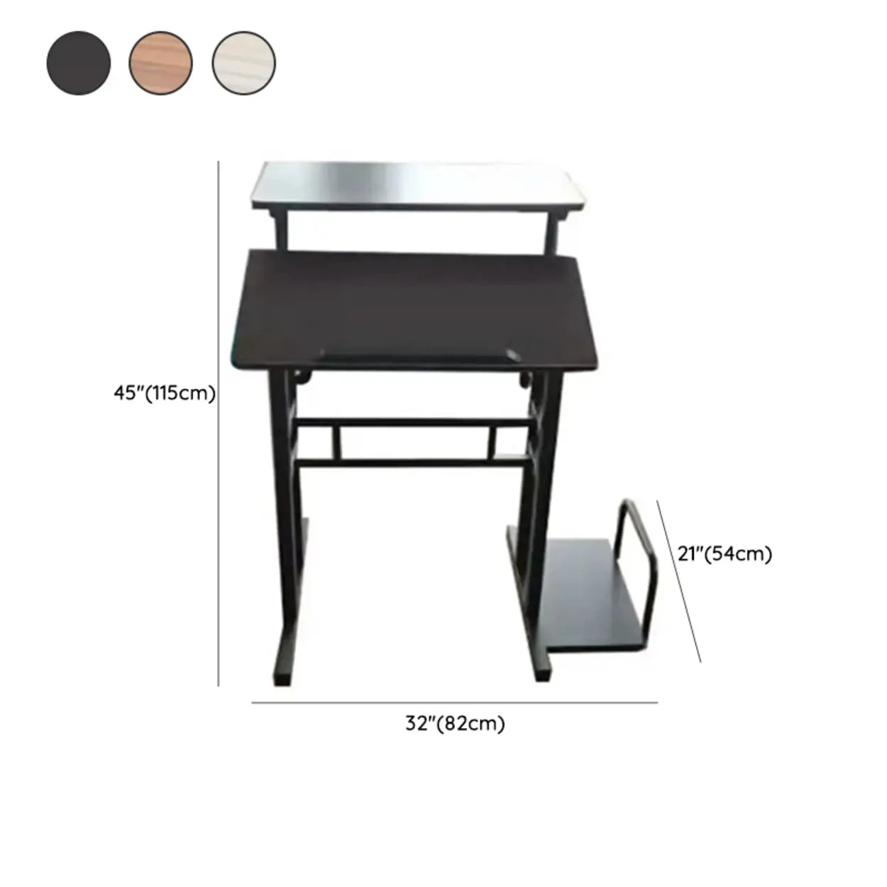 Black Wood T-Shape Computer Desk with Casters