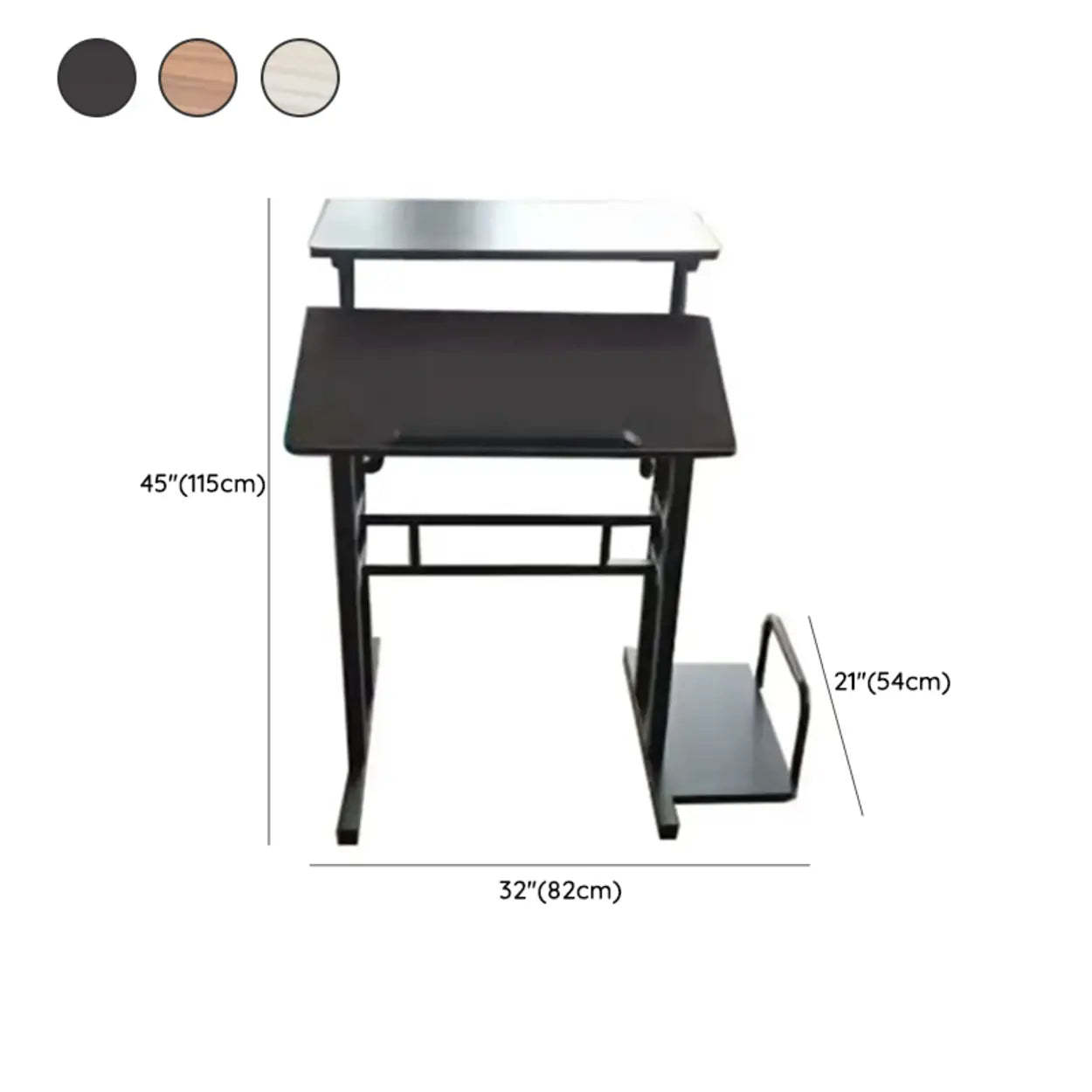 Black Wood T-Shape Computer Desk with Casters