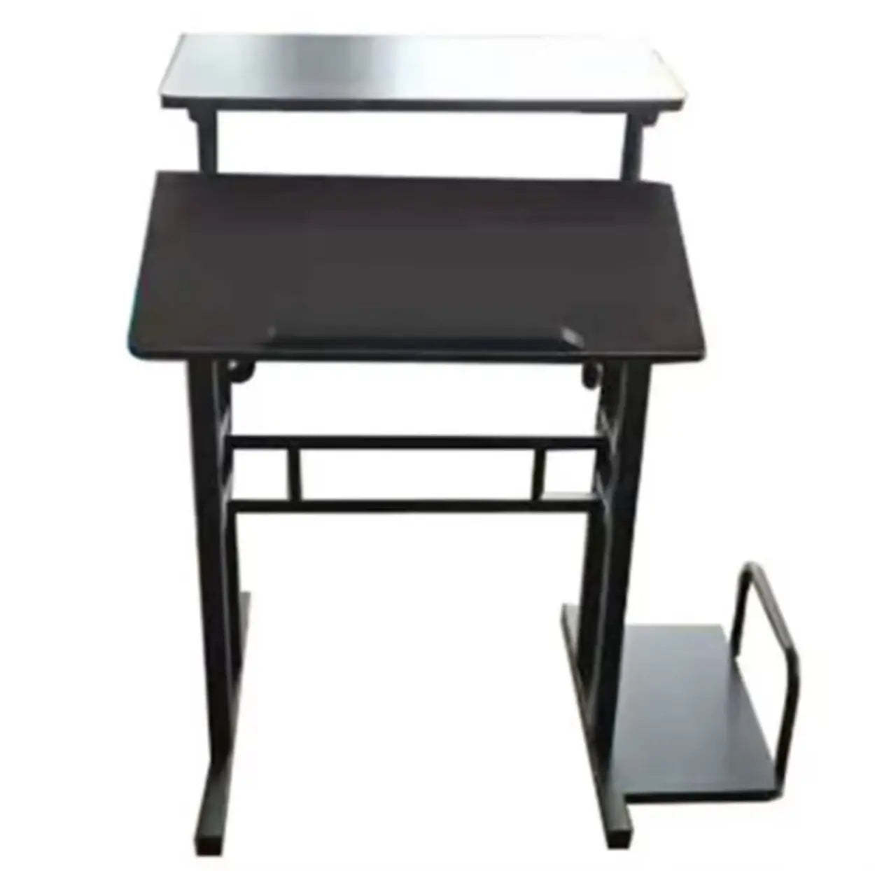Black Wood T-Shape Computer Desk with Casters | Lighom
