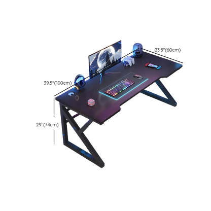 Black Wood Gaming Desk with Trestle Base