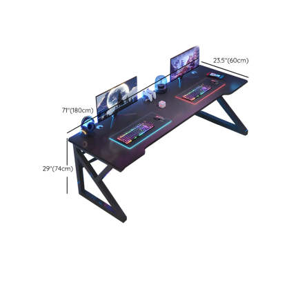 Black Wood Gaming Desk with Trestle Base