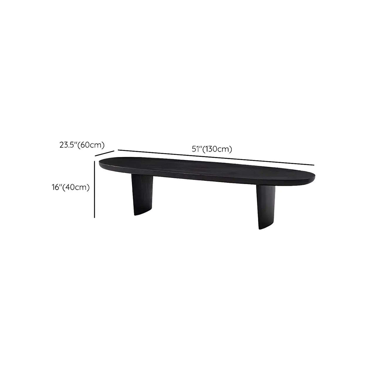 Black Wood Oval Double-Pedestal Coffee Table