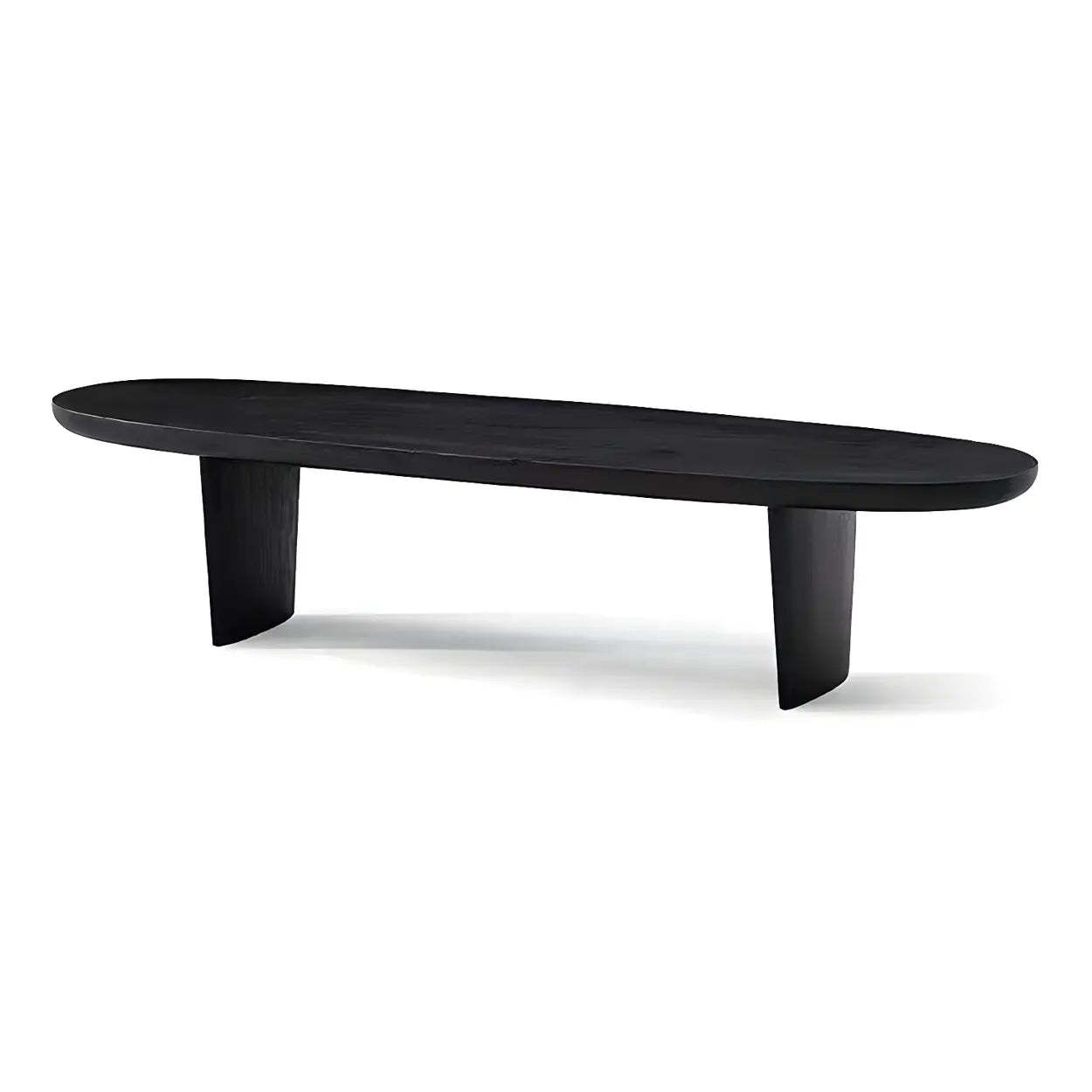 Black Wood Oval Double-Pedestal Coffee Table