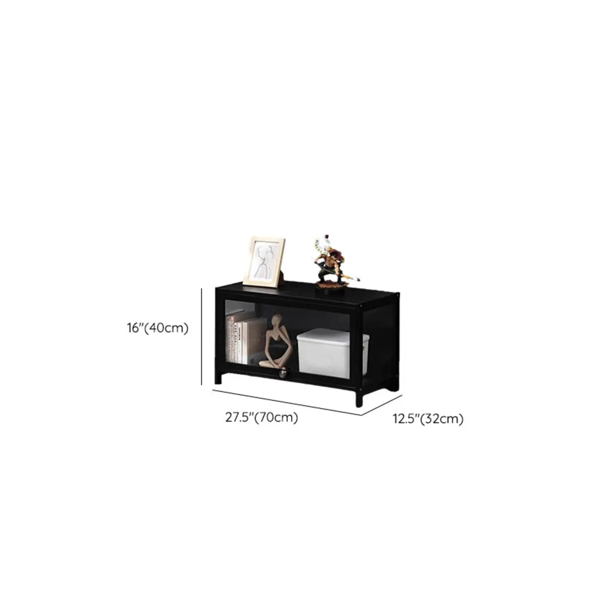 Black Wood Rectangle Display TV Stand with Cabinet