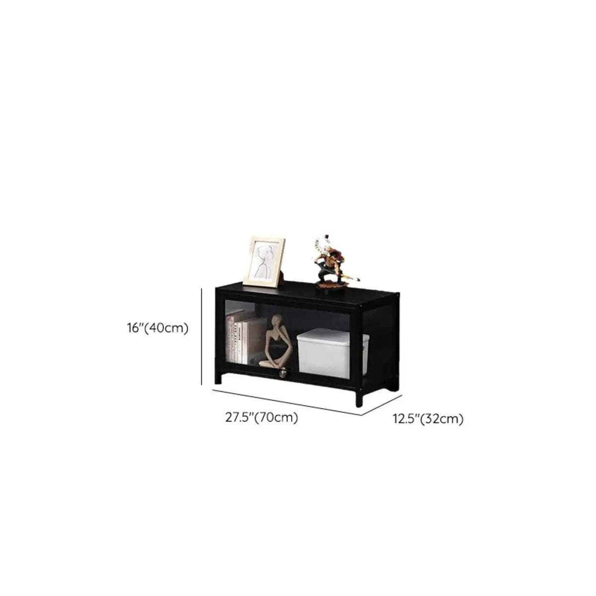 Black Wood Rectangle Display TV Stand with Cabinet
