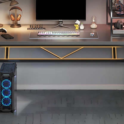 Rectangular Wood Computer Desk with Steel Base