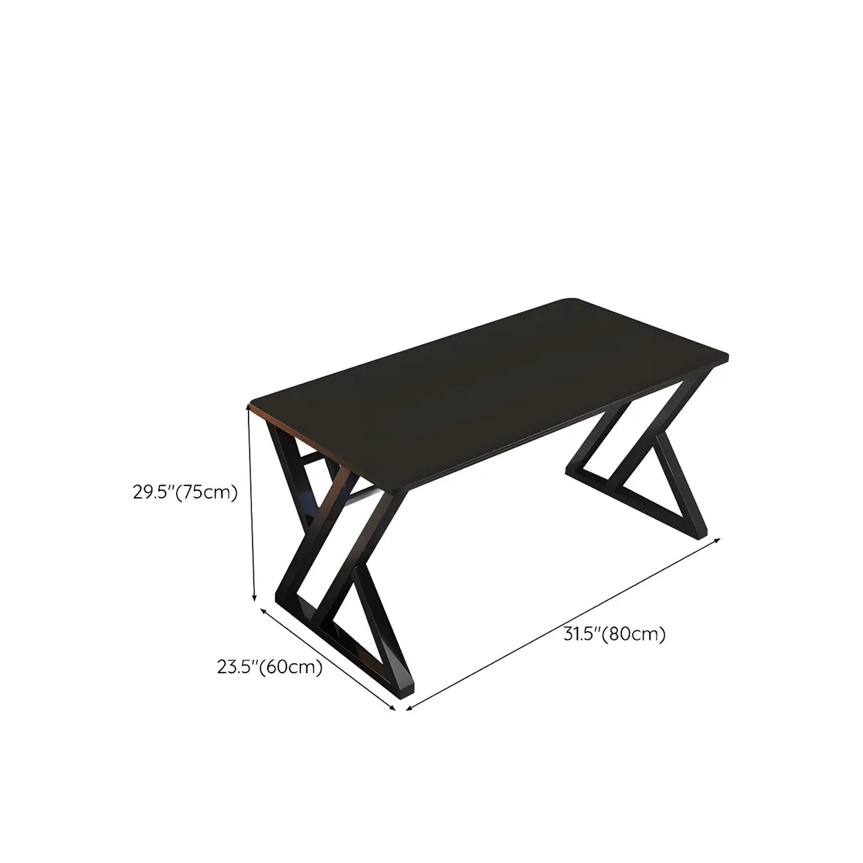 Rectangular Wood Computer Desk with Steel Base