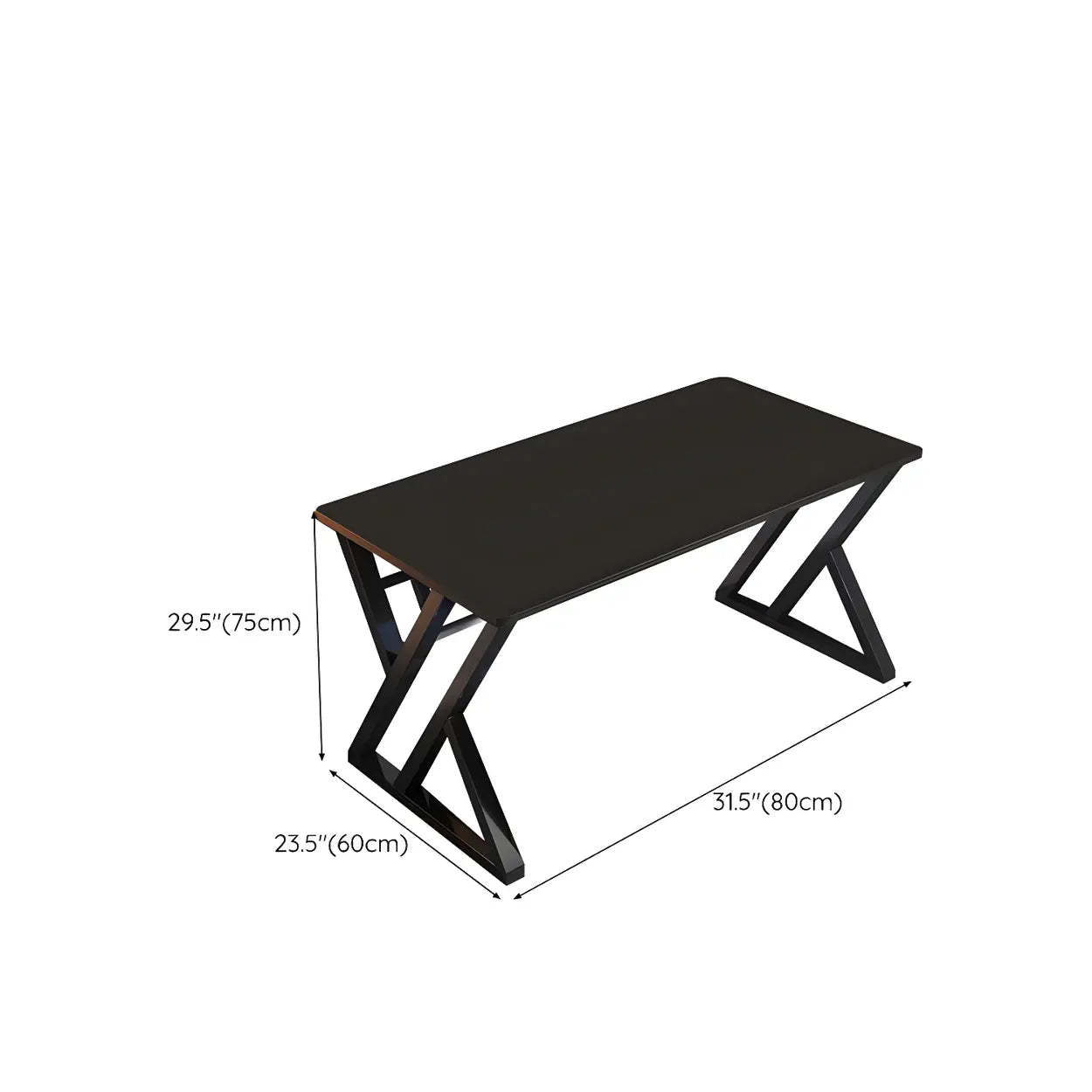 Rectangular Wood Computer Desk with Steel Base