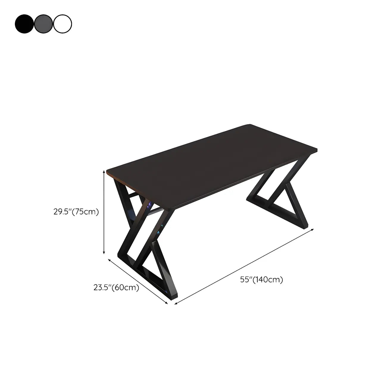 Rectangular Wood Computer Desk with Steel Base