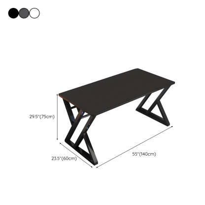 Rectangular Wood Computer Desk with Steel Base