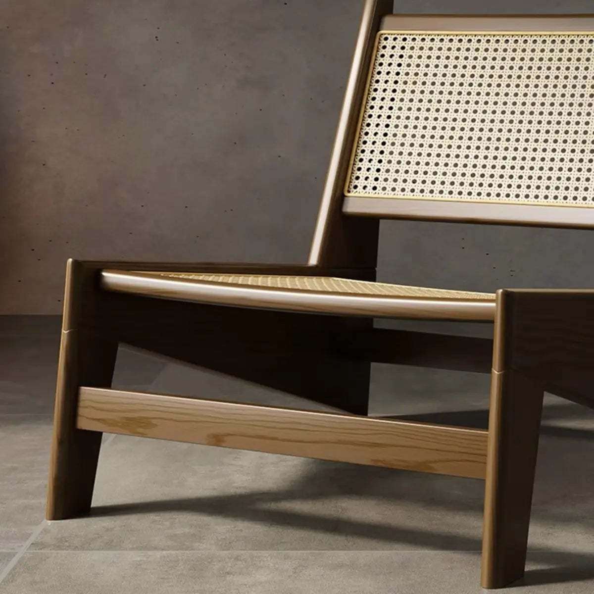 Black Woven-Back Wood Frame Armless Lounge Chair